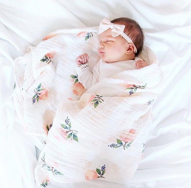 Muslin Swaddle Wrap - Rose 120x120cm 70% Bamboo 30% Cotton